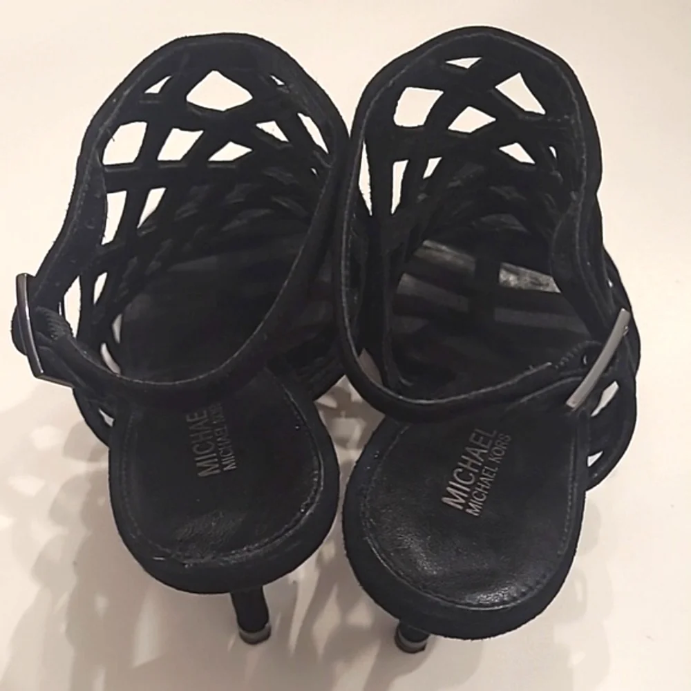 Michael Kors Trinity Ankle Strap Cage Sandal Suede Stiletto Slingback High Heel